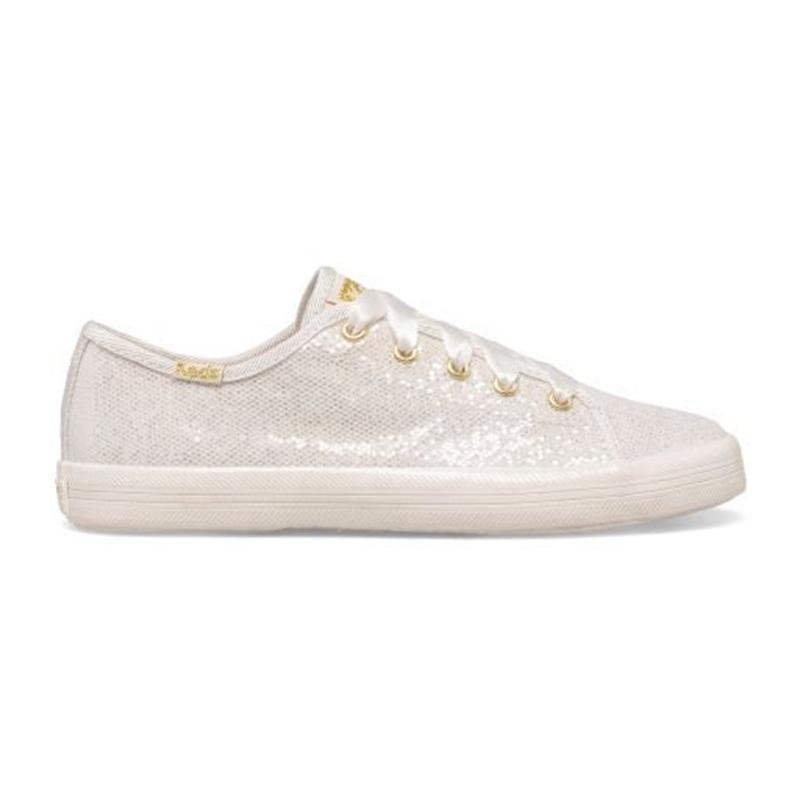 Keds Kickstart Celebrations Big Kid Lasten Canvas Ivory Glitter Lightyellow | RXKA35640