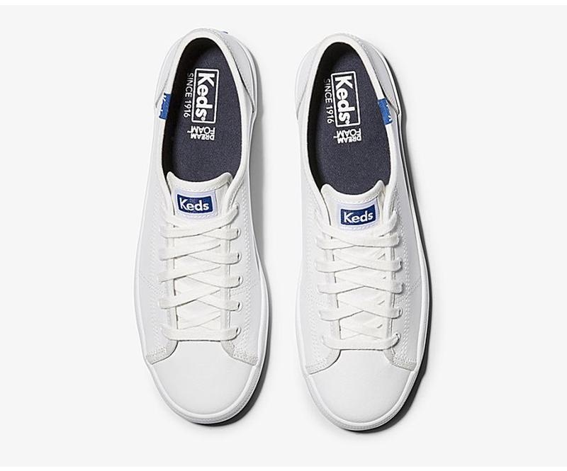 Keds Kickstart Nahkaiset Naisten Leather Sneakers Valkoinen | WAZJ90462