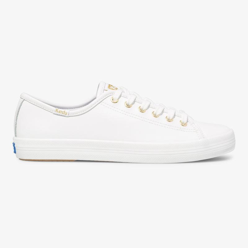 Keds Kickstart Nahkaiset Naisten Leather Sneakers White/Gold | LPBJ91283