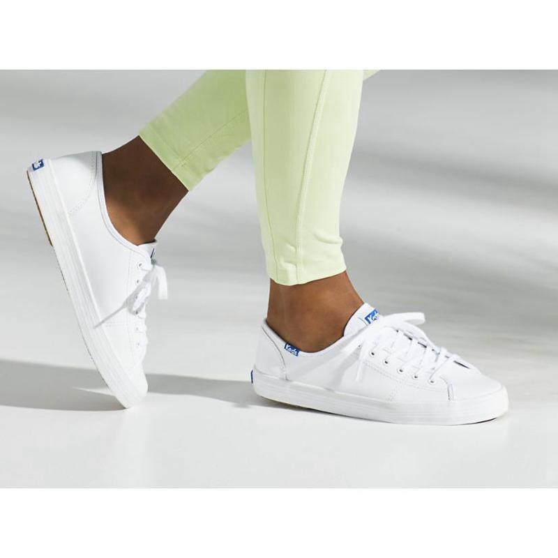 Keds Kickstart Naisten Leather Sneakers White/Blue | JLSY68120