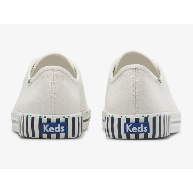 Keds Kickstart Tennis Stripe Naisten Lace Ups Valkoinen Laivastonsininen | BAWM13648