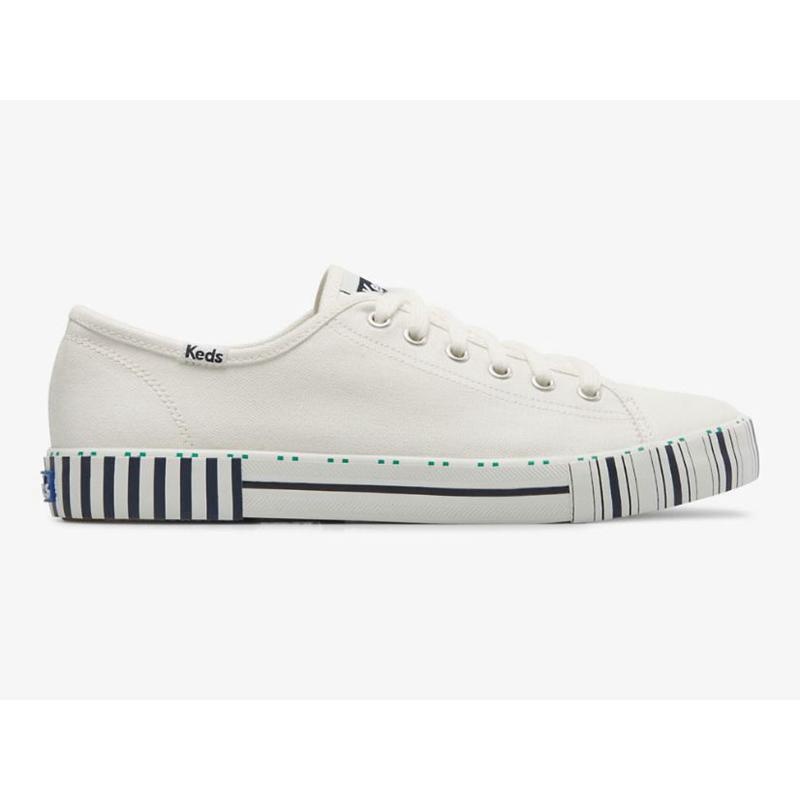 Keds Kickstart Tennis Stripe Naisten Lace Ups Valkoinen Laivastonsininen | BAWM13648