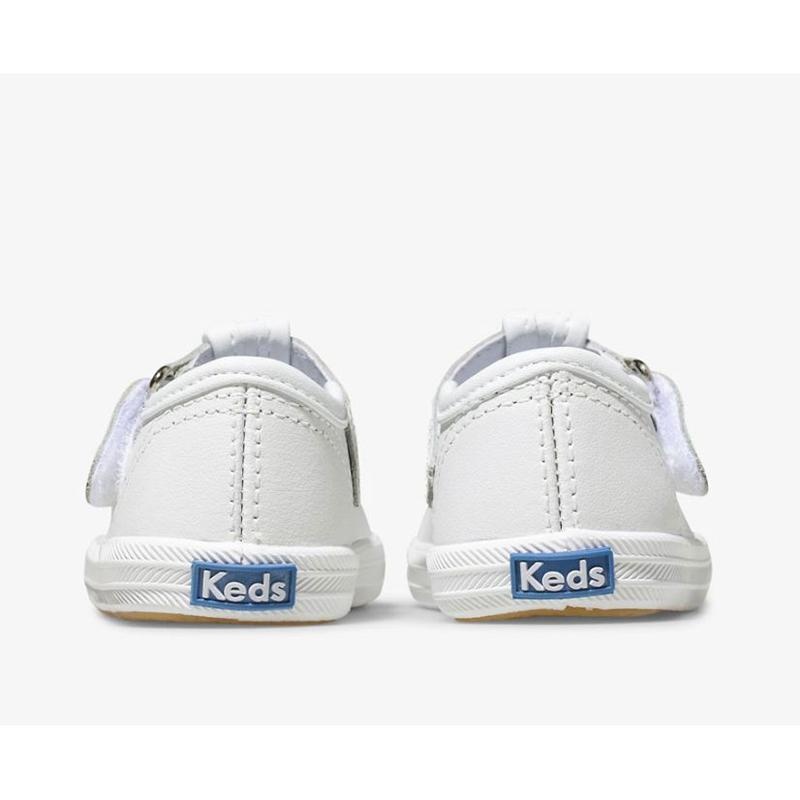 Keds Little Kid's Champion Varvas Cap T-Strap Lasten Sneaker Valkoinen | TNJK95701