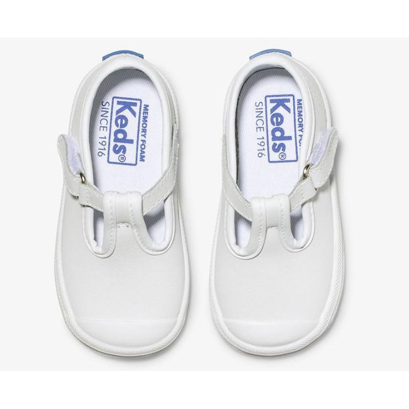 Keds Little Kid's Champion Varvas Cap T-Strap Lasten Sneaker Valkoinen | TNJK95701