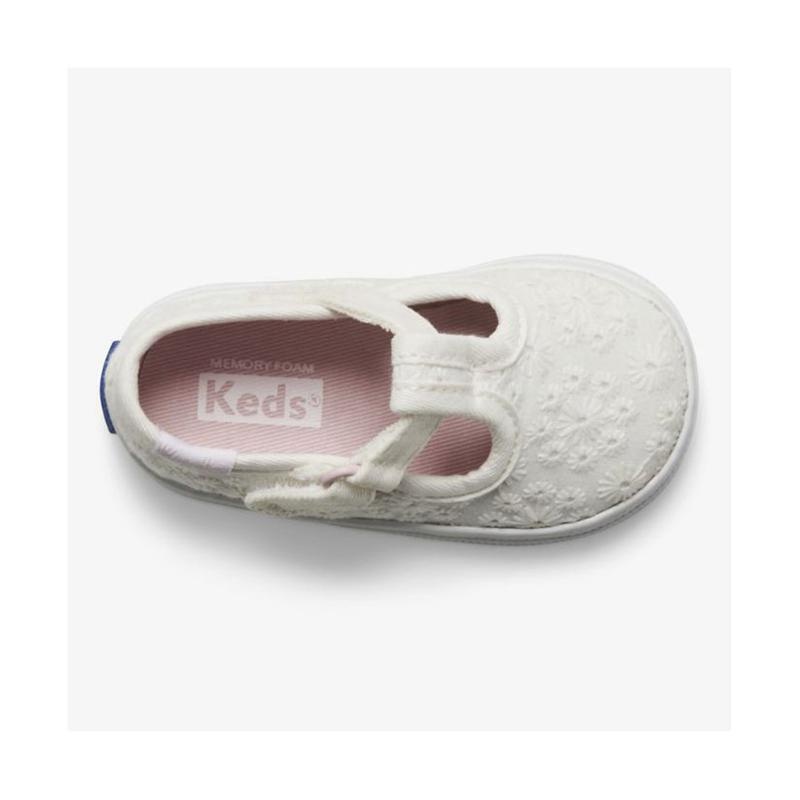 Keds Little Kid's Champion Varvas Cap T-Strap Lasten Sneaker Valkoinen | IPVM19862