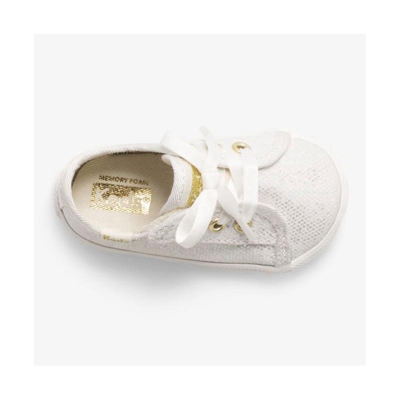 Keds Little Kid's Kickstart Crib Celebrations Lasten Sneaker Ivory Sparkle Lightyellow | XHYV78045