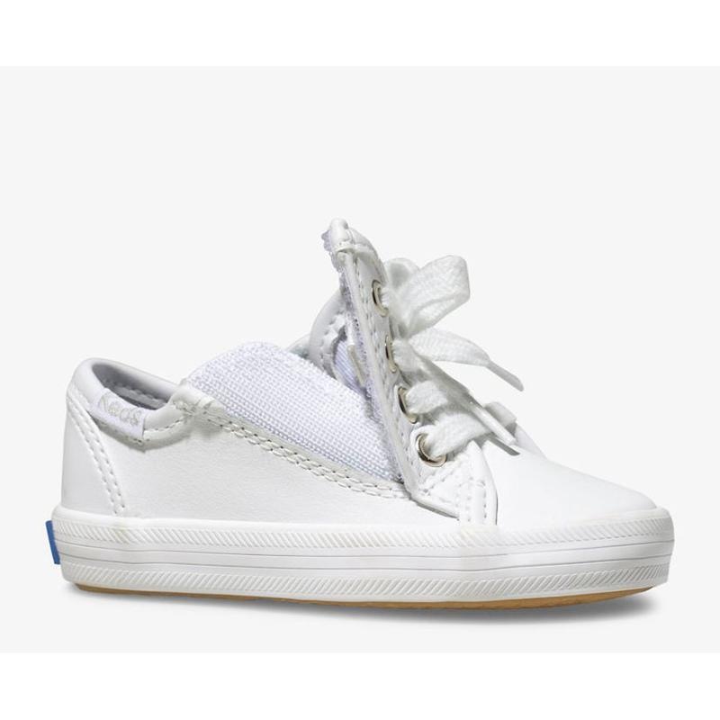 Keds Little Kid's Kickstart Jr. Nahkaiset Lasten Sneaker Valkoinen | VDXS71562