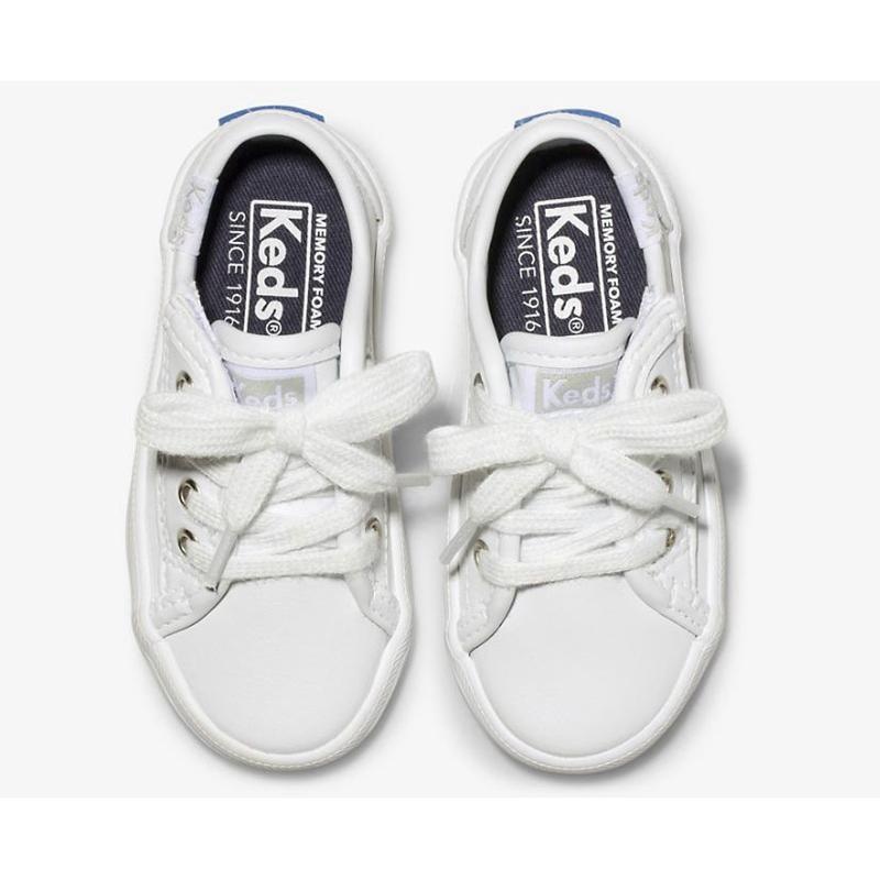 Keds Little Kid's Kickstart Jr. Nahkaiset Lasten Sneaker Valkoinen | VDXS71562