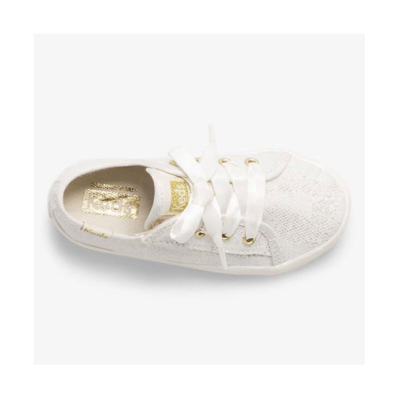 Keds Little Kid's Kickstart Jr Celebrations Lasten Sneaker Ivory Sparkle Lightyellow | WAEX26958