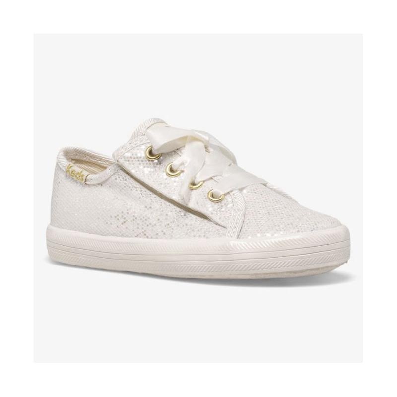 Keds Little Kid's Kickstart Jr Celebrations Lasten Sneaker Ivory Sparkle Lightyellow | WAEX26958