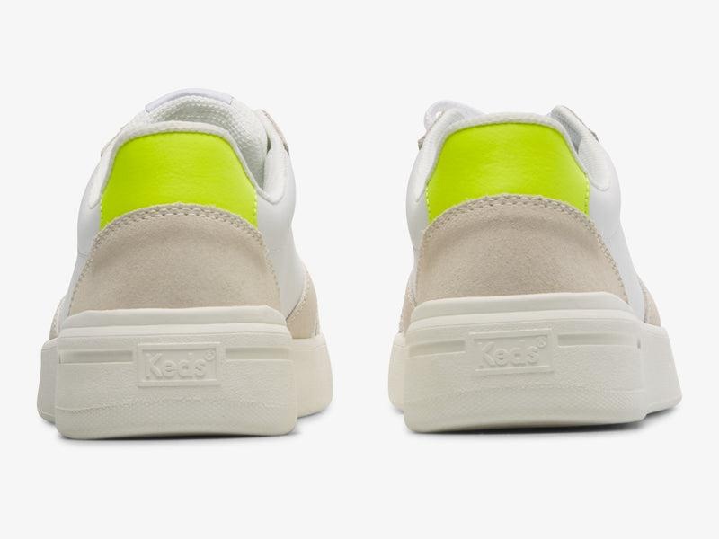 Keds The Court Nahkaiset/Mokka/Lime Naisten Leather Sneakers White/Lime | VYBZ56278