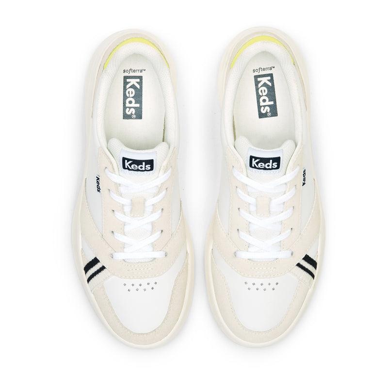 Keds The Court Nahkaiset/Mokka/Lime Naisten Leather Sneakers White/Lime | VYBZ56278