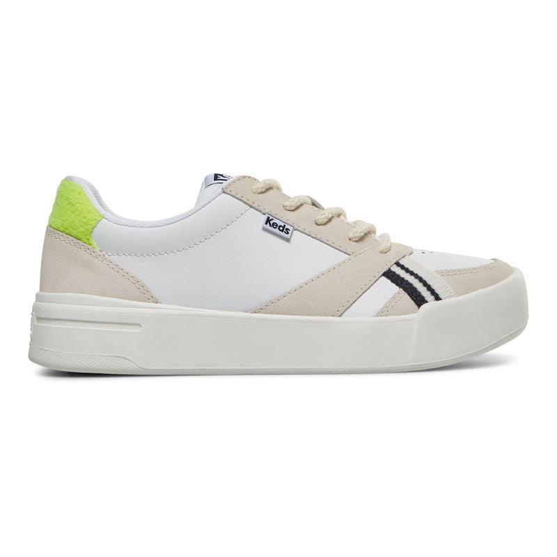 Keds The Court Nahkaiset/Mokka/Lime Naisten Leather Sneakers White/Lime | VYBZ56278