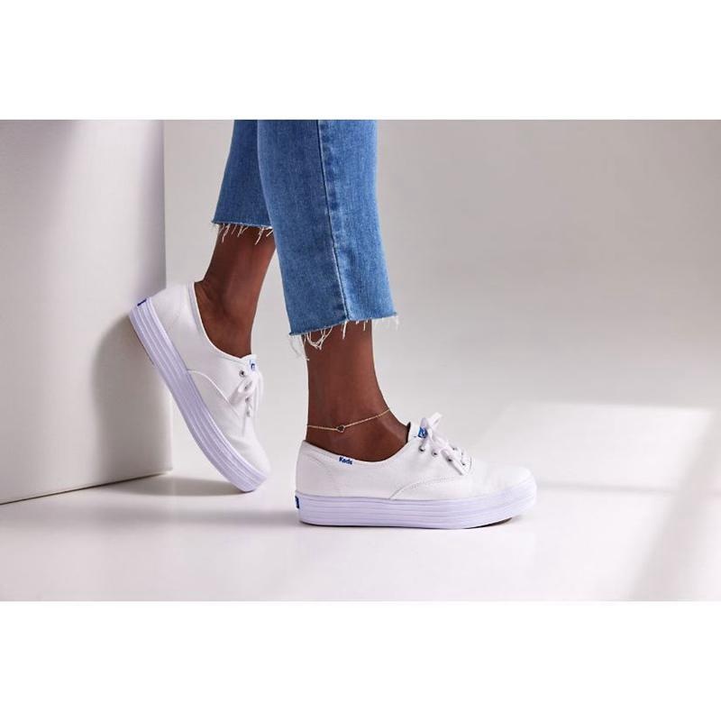 Keds The Platform Canvas Naisten Lace Ups Valkoinen | OYJI54930