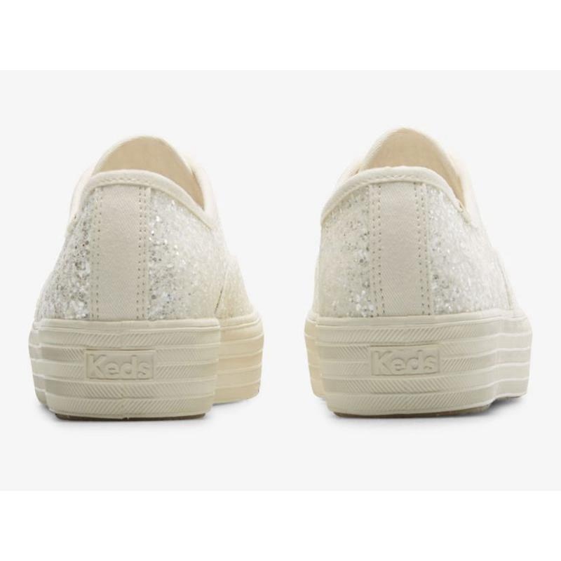 Keds The Platform Glitter Celebration Naisten Lace Ups Kerma Valkoinen | WYFH72509