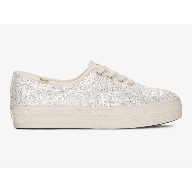 Keds The Platform Glitter Celebration Naisten Lace Ups Kerma Valkoinen | WYFH72509