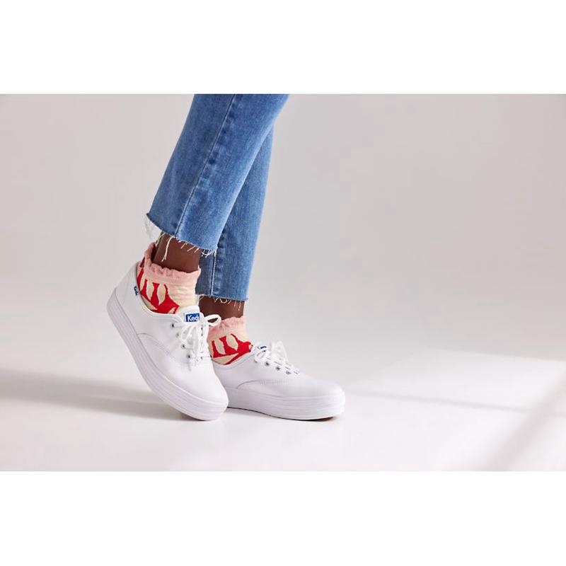 Keds The Platform Nahkaiset Naisten Lace Ups Valkoinen | QJCY61082