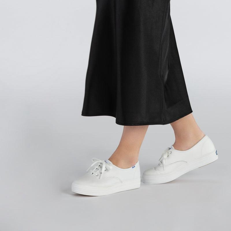 Keds Triple CVO Nahkaiset Naisten Leather Sneakers Valkoinen | ODQV73819