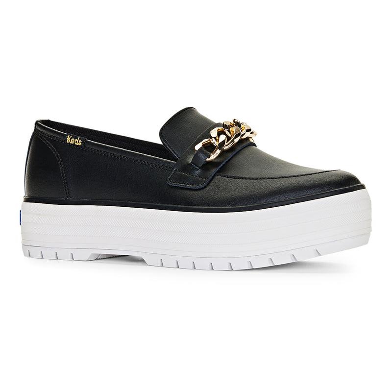 Keds Triple Decker Loafer Lug Nahkaiset Chain Applique Naisten Mokkasiinit Black/Gold | OZGY68039