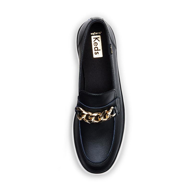 Keds Triple Decker Loafer Lug Nahkaiset Chain Applique Naisten Mokkasiinit Black/Gold | OZGY68039