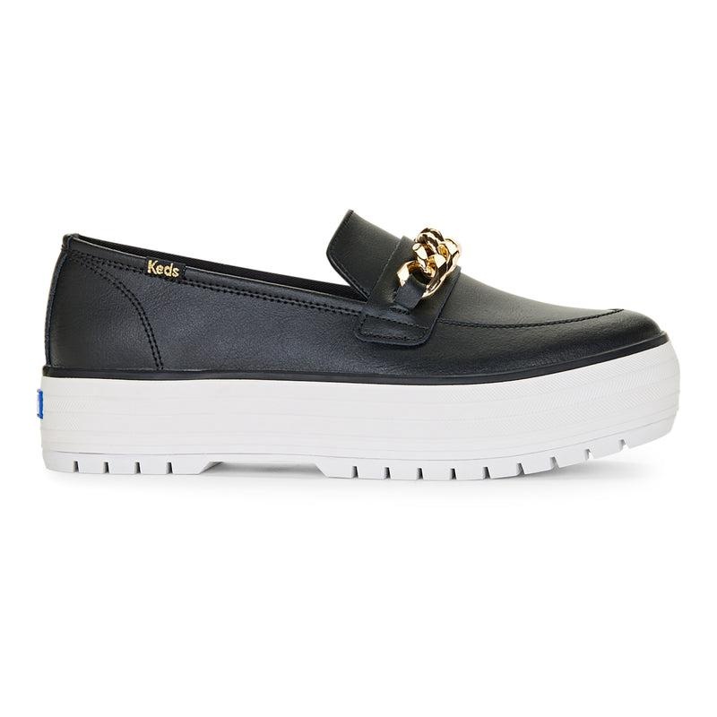 Keds Triple Decker Loafer Lug Nahkaiset Chain Applique Naisten Mokkasiinit Black/Gold | OZGY68039