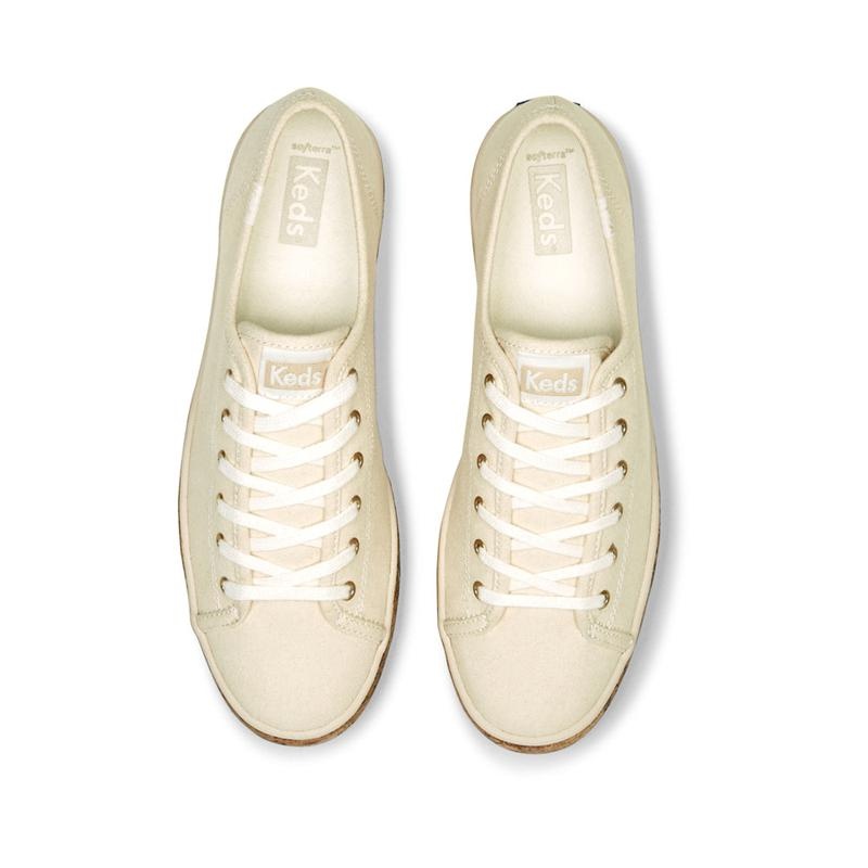 Keds Triple Kick Canvas Cork Foxing Natural Naisten Canvas Beige | FEMX19645