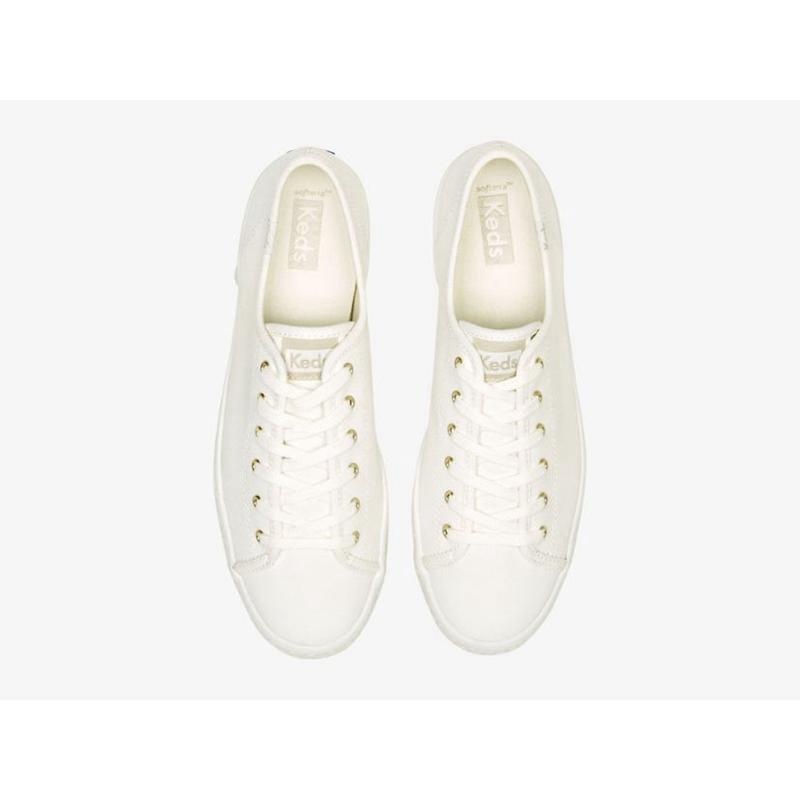 Keds Triple Kick Canvas Emboss Foxing Naisten Lace Ups Valkoinen | URZI38140