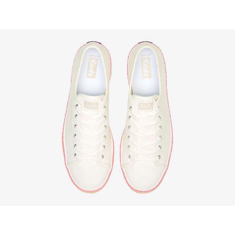 Keds Triple Kick Canvas Jute Foxing Naisten Platform Sneakers Valkoinen Pinkki | BUNE54703