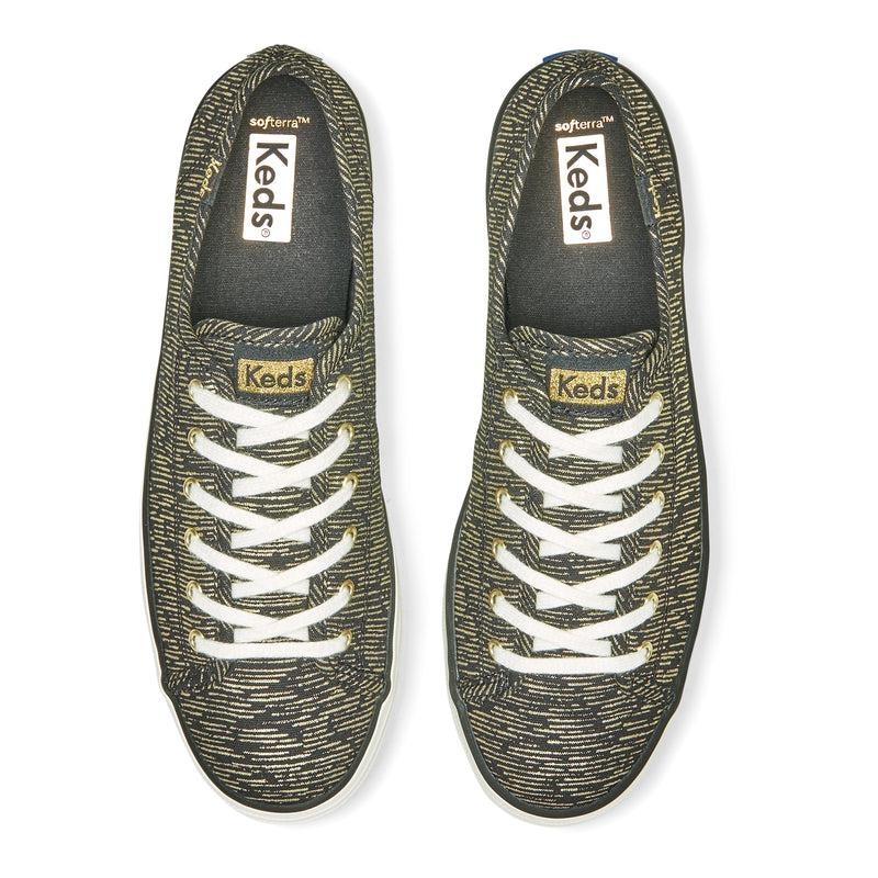 Keds Triple Kick Canvas Lines Print Naisten Platform Sneakers Black/Gold | BXAL68472