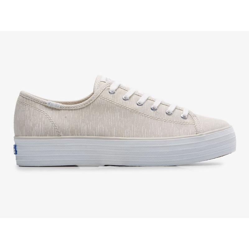 Keds Triple Kick Canvas Lines Print Naisten Platform Sneakers Hopea | ZJXK40138