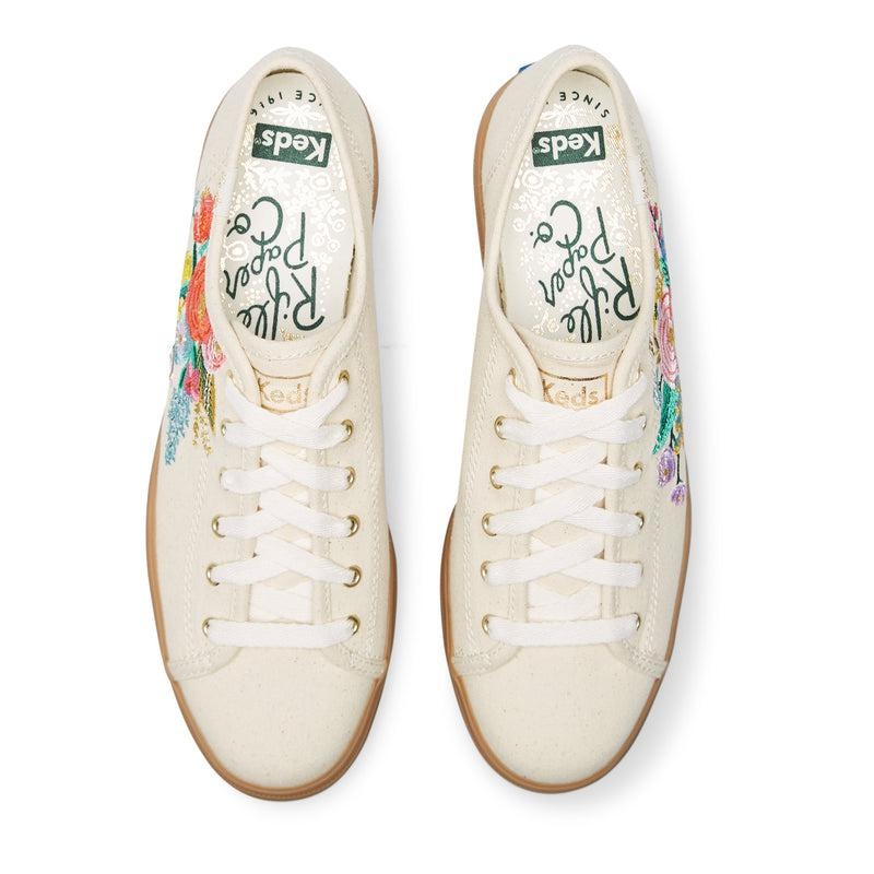 Keds Triple Kick Rifle Paper Co. Embroidered Garden Party Linen Naisten Prints Valkoinen | QVHW43928