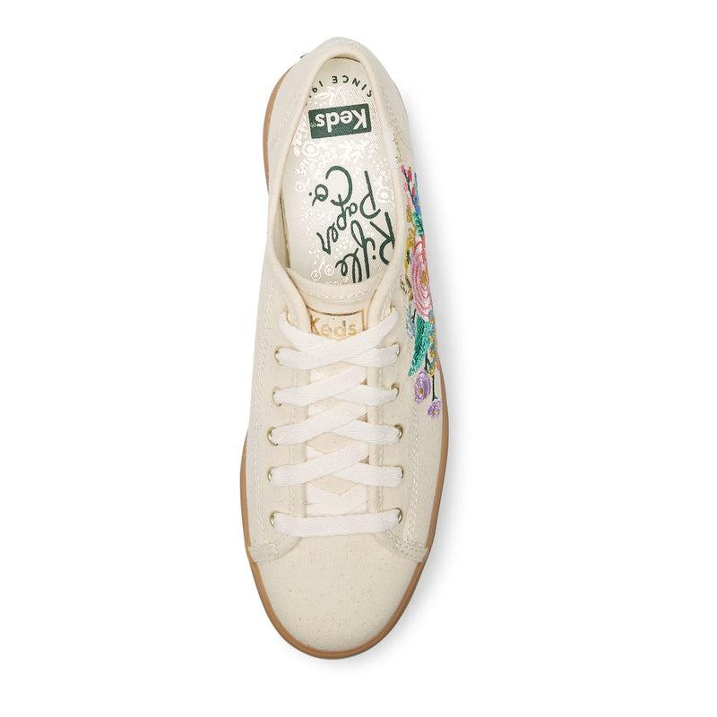 Keds Triple Kick Rifle Paper Co. Embroidered Garden Party Linen Naisten Prints Valkoinen | QVHW43928