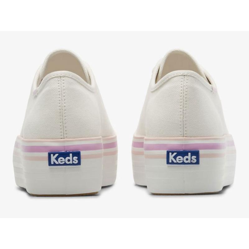 Keds Triple Up Canvas Foxing Stripe Naisten Platform Sneakers Valkoinen | NSWZ57914