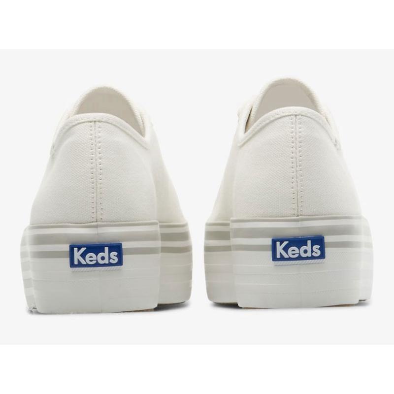 Keds Triple Up Canvas Foxing Stripe Naisten Lace Ups Valkoinen Harmaat | WROD08571