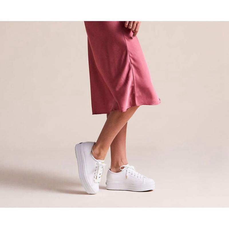 Keds Triple Up Nahkaiset Naisten Platform Sneakers Valkoinen | EWRC59613