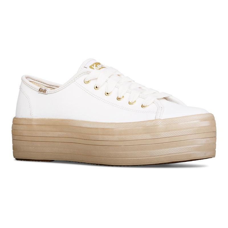 Keds Triple Up Nahkaiset Shine Foxing Naisten Platform Sneakers Valkoinen | FVHK75493