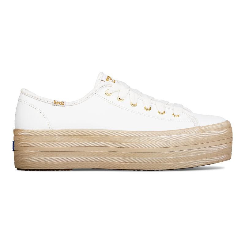 Keds Triple Up Nahkaiset Shine Foxing Naisten Platform Sneakers Valkoinen | FVHK75493