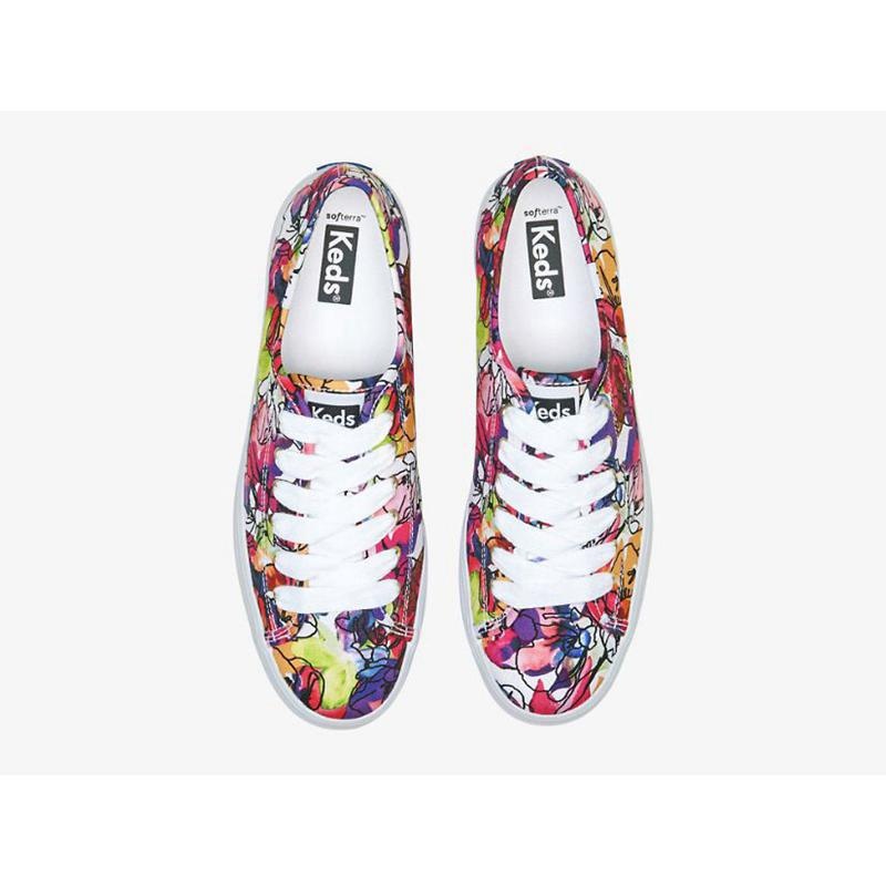 Keds Triple Up Watercolor Floral Naisten Platform Sneakers Valkoinen Violetit | KSJW65920