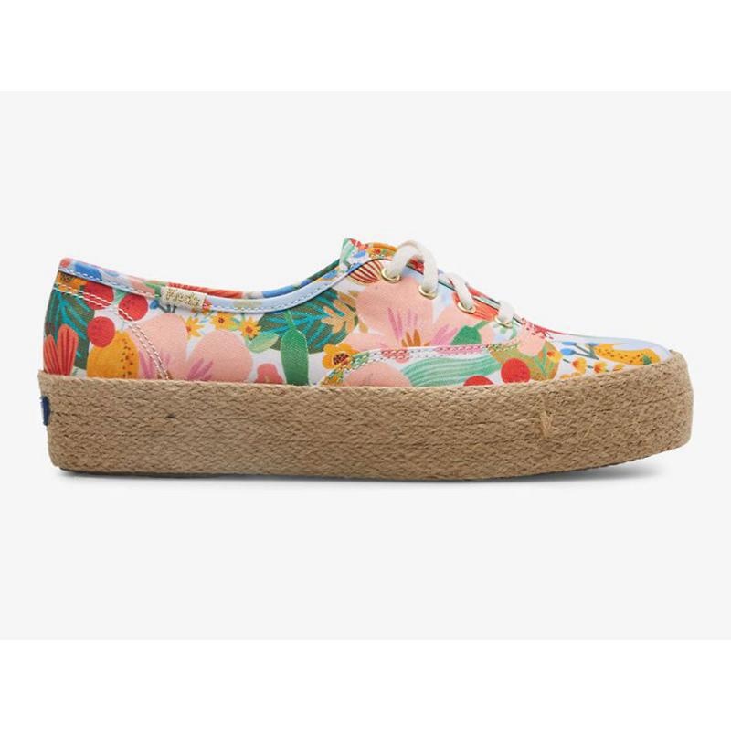 Keds x Rifle Paper Co. The Platform Jute Sicily Naisten Platform Sneakers Valkoinen Monivärinen | NJQM48612