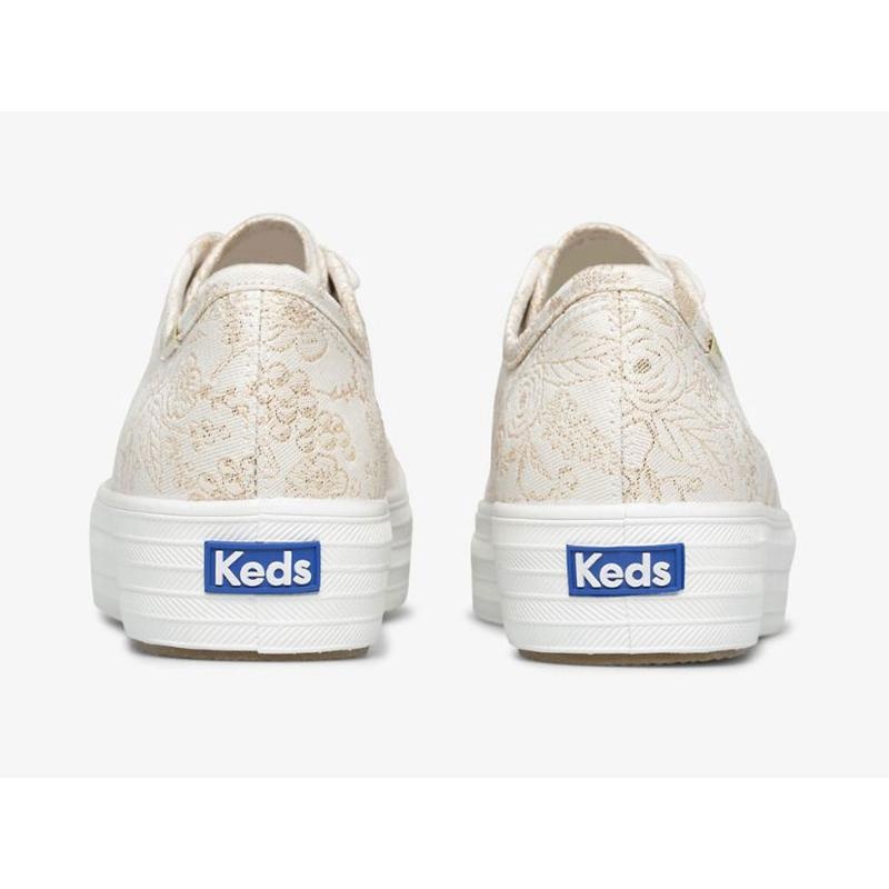 Keds x Rifle Paper Co. Triple Kick Colette Jacquard Naisten Platform Sneakers Ivory Lightyellow | WUYI15263