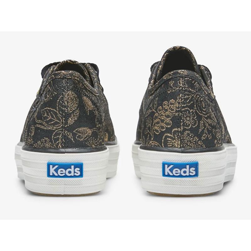 Keds x Rifle Paper Co. Triple Kick Colette Jacquard Naisten Platform Sneakers Mustat | XVIO89734