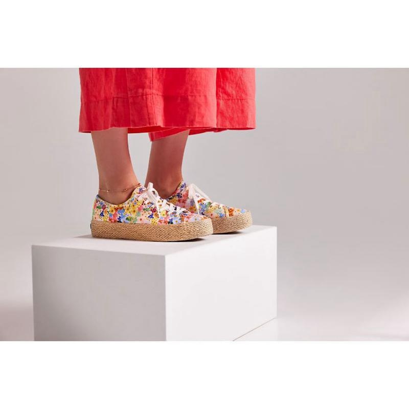 Keds x Rifle Paper Co. Triple Kick Jute Margaux Naisten Platform Sneakers Valkoinen Monivärinen | MIUH90178