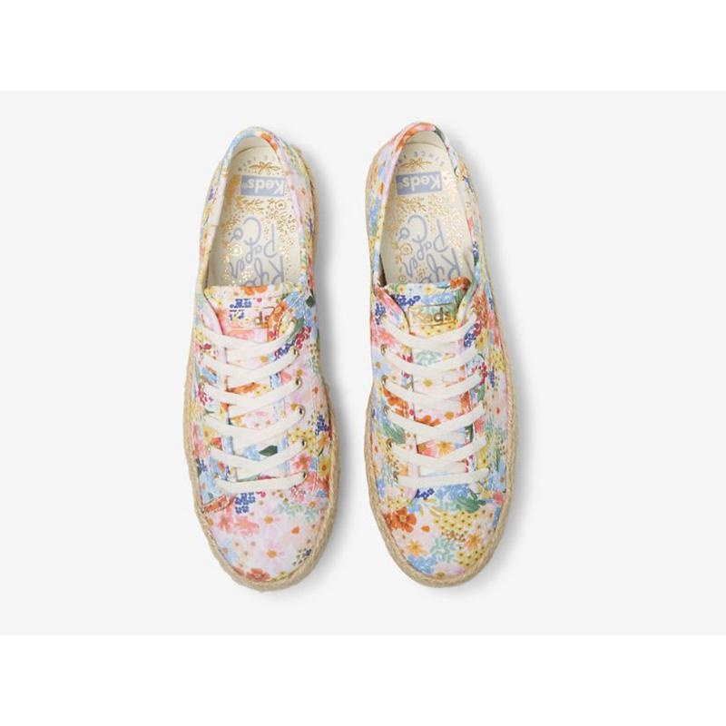 Keds x Rifle Paper Co. Triple Kick Jute Margaux Naisten Lace Ups Valkoinen Monivärinen | CTOF21083