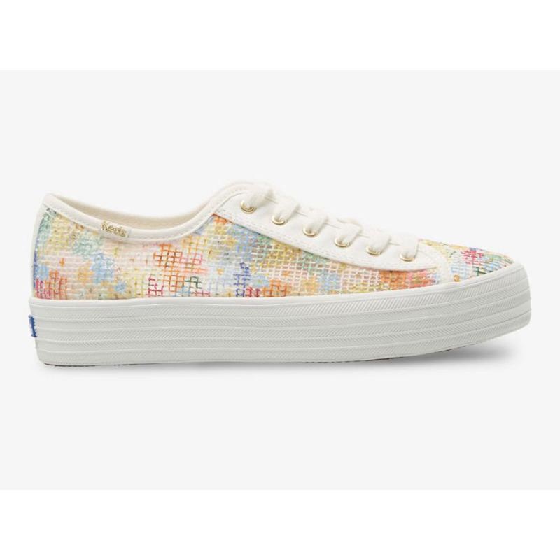 Keds x Rifle Paper Co. Triple Kick Mesh Margaux Naisten Platform Sneakers Valkoinen Monivärinen | FIBD13647