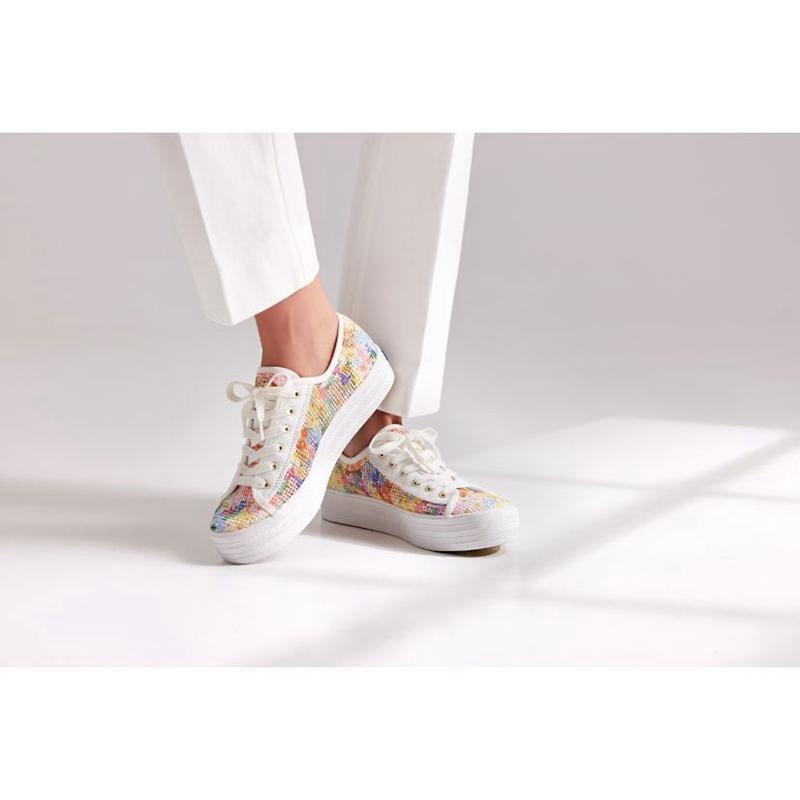 Keds x Rifle Paper Co. Triple Kick Mesh Margaux Naisten Lace Ups Valkoinen Monivärinen | KBXG49630