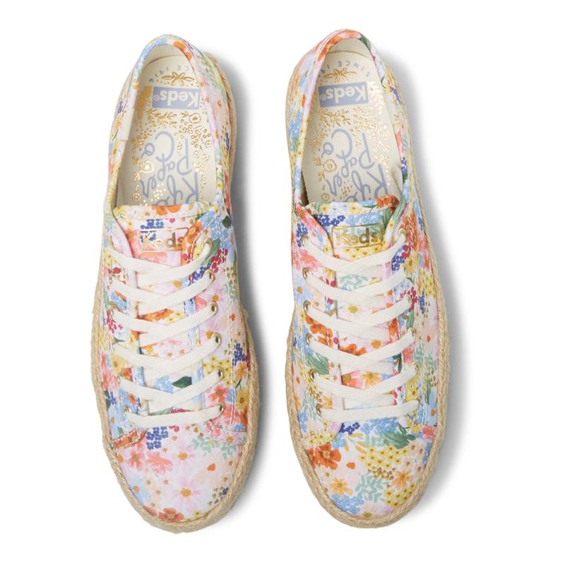 Keds x Rifle Paper Co. Triple Kick Naisten Canvas White/Multicolor | YJIT27685